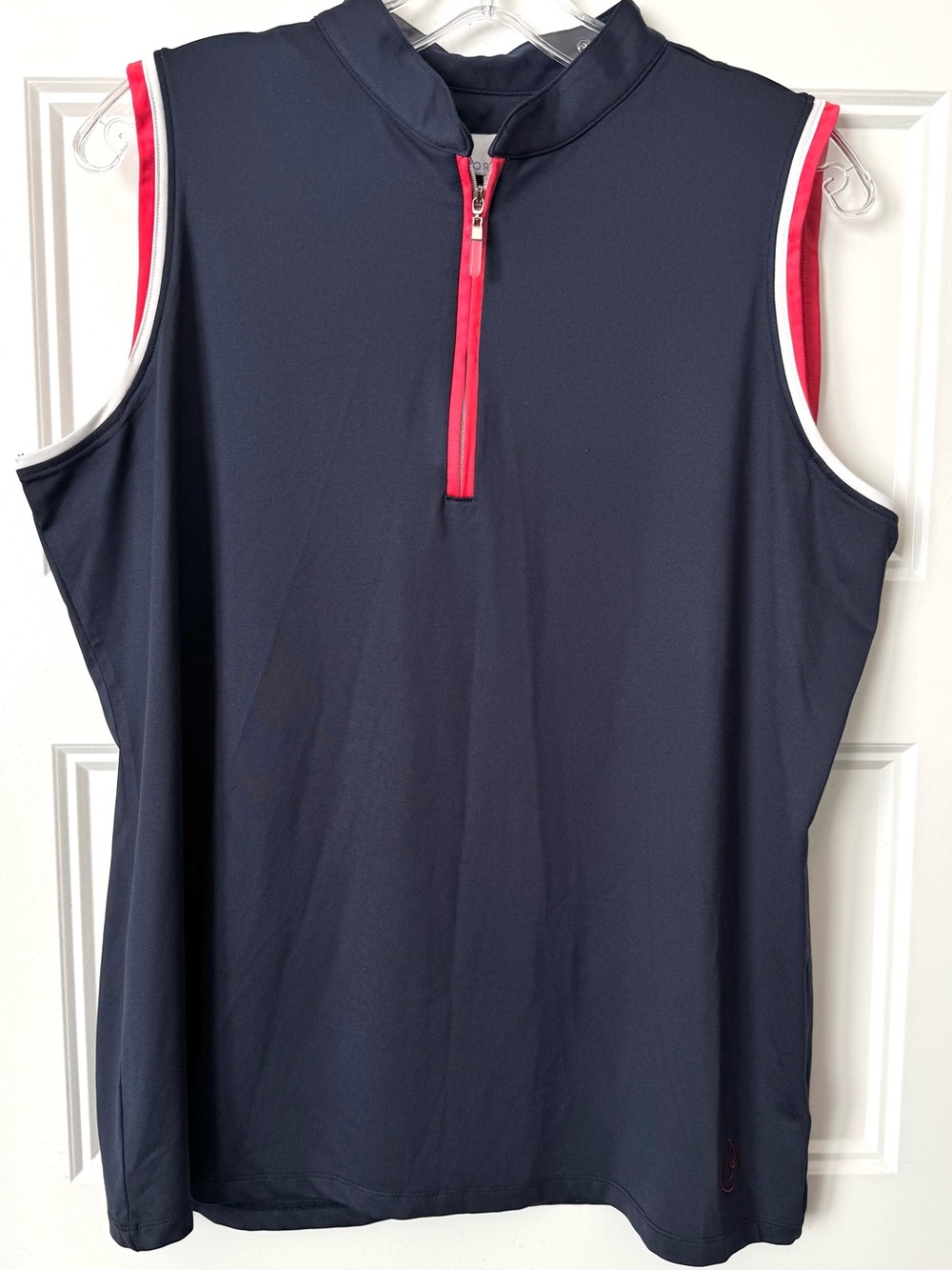 Sport Haley Women’s Golf Top Navy Red Quarter Zip XL Preppy Athletic